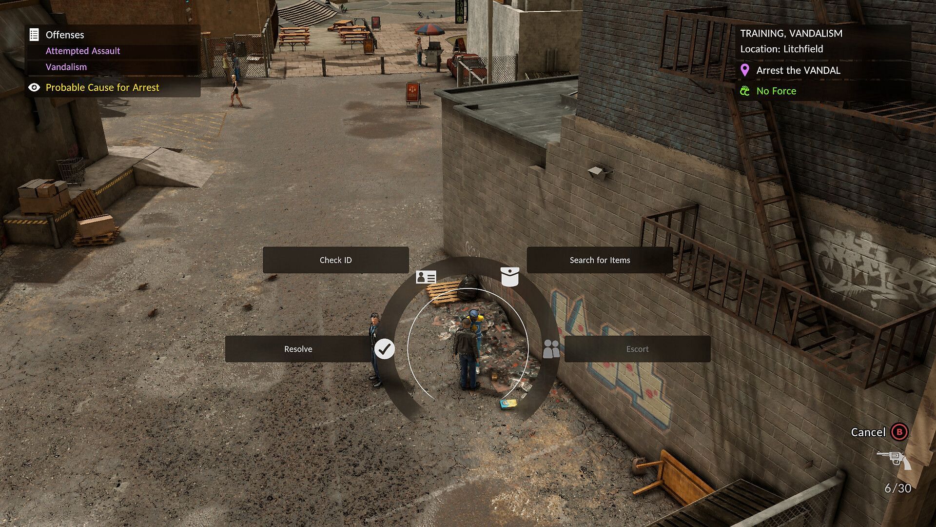Go through the entire process to officially arrest suspects in The Precinct (Image via Kwalee)